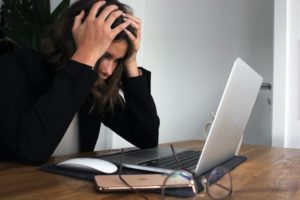 Girl At Laptop Stressed Out